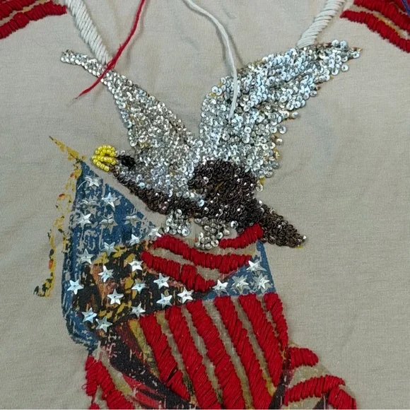 Double D Ranch Play Nice U S A Patriotic Embroidered Tee Size Medium - Picture 2 of 13